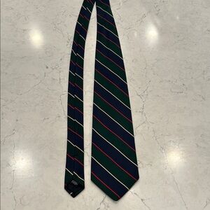 Brooks Brothers Green Tie with Red and Gold Stripes